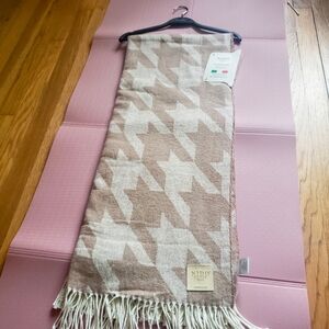 Nido Notte Throw Blanket Beige and White Houndstooth NEW NWT Made in Italy